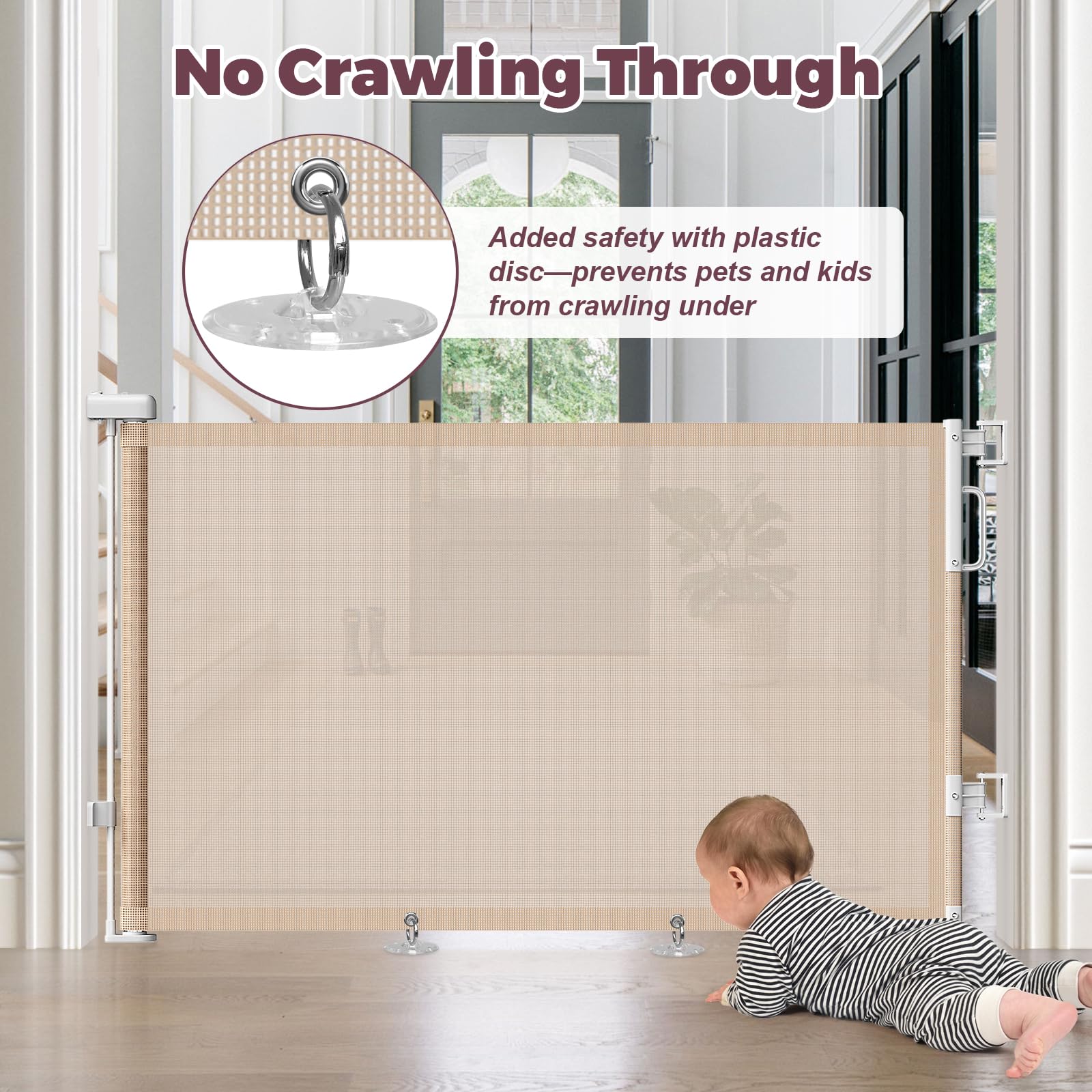 Retractable Mesh Pet Gate for Stairs & Doorways