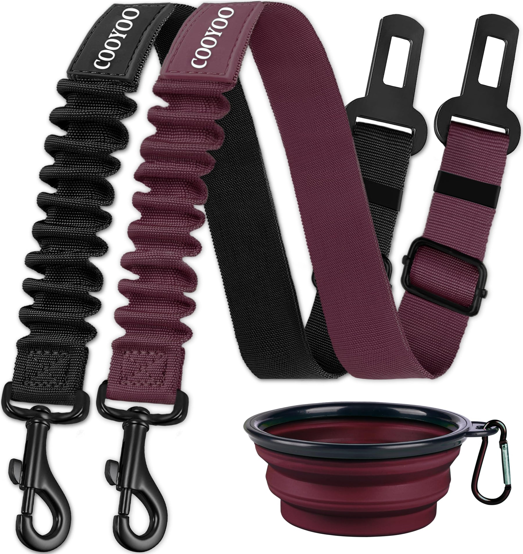 Retractable Dog Car Seat Belt Harness with Bungee Safety Strap