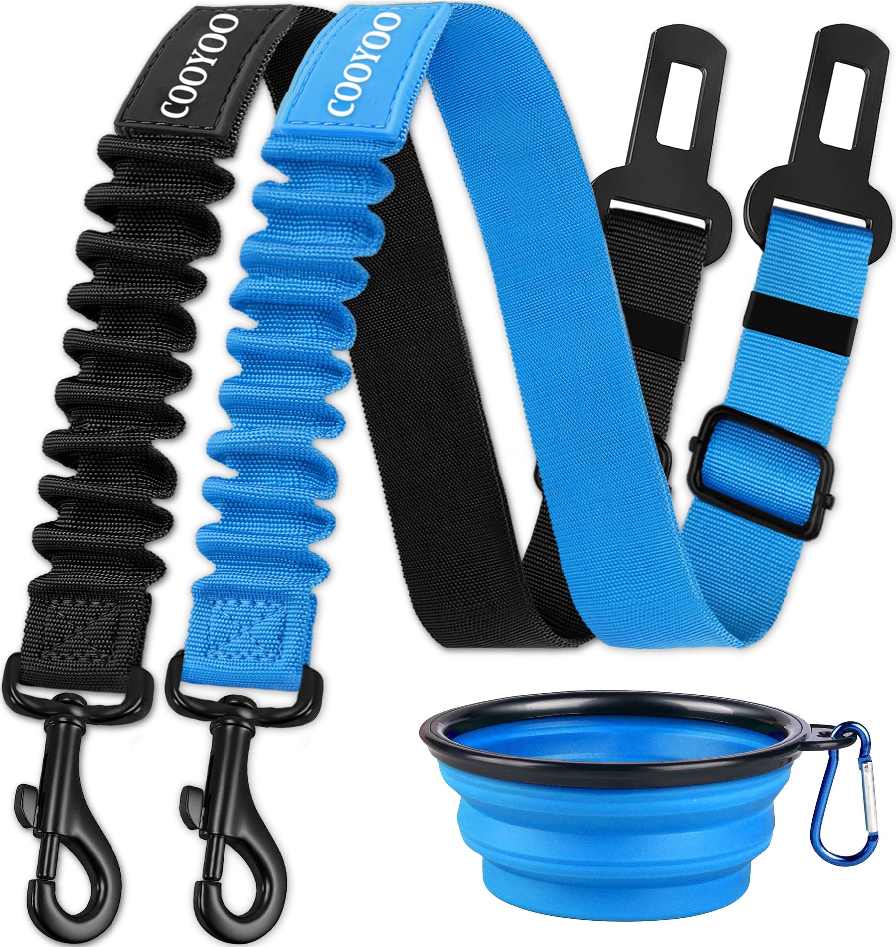 Retractable Dog Car Seat Belt Harness with Bungee Safety Strap
