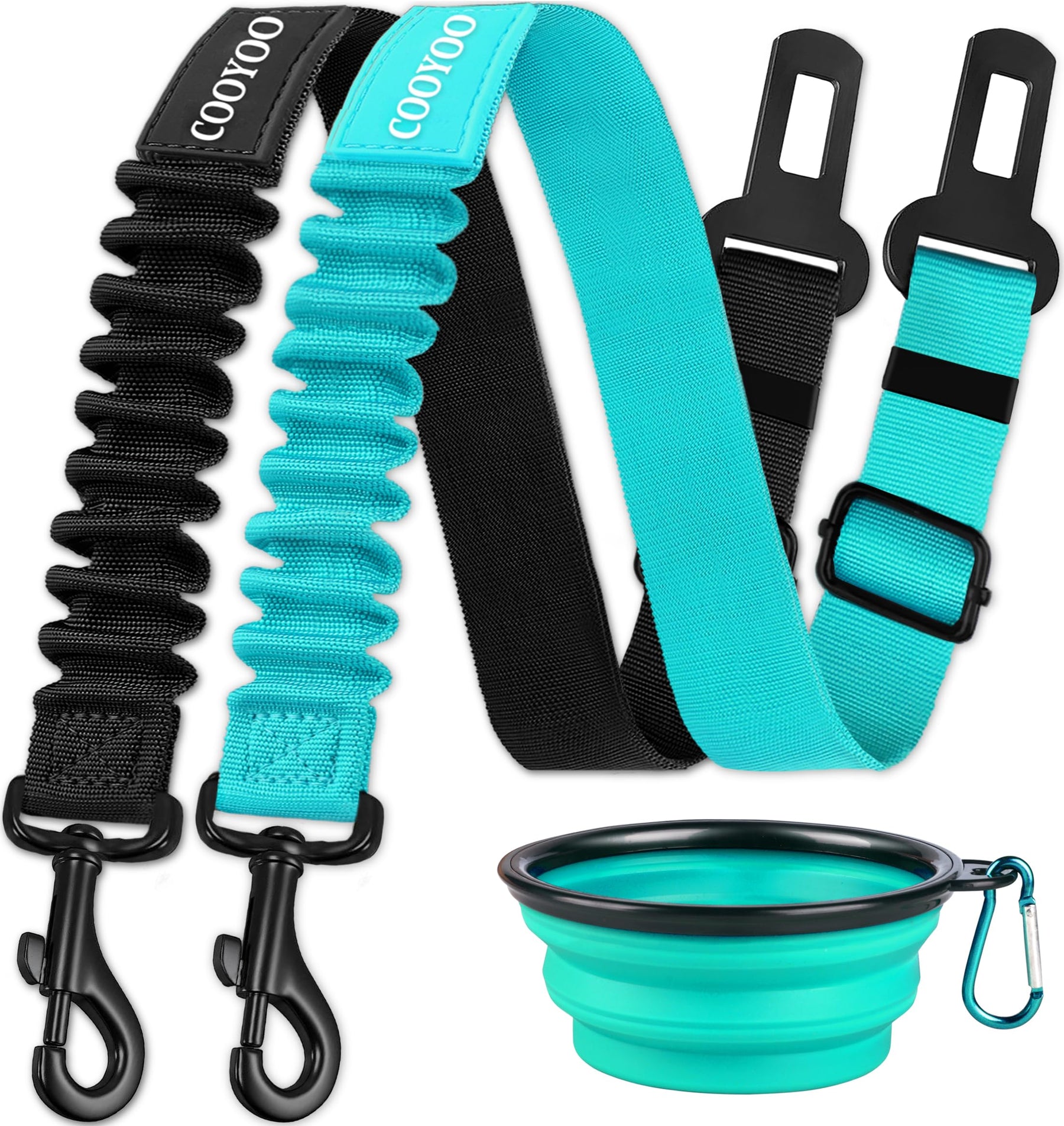 Retractable Dog Car Seat Belt Harness with Bungee Safety Strap