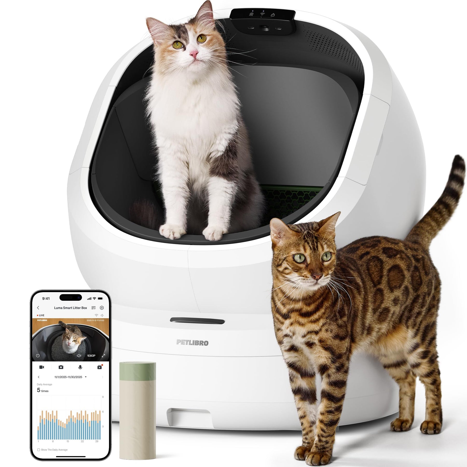 Smart Self-Cleaning Cat Litter Box with AI Camera