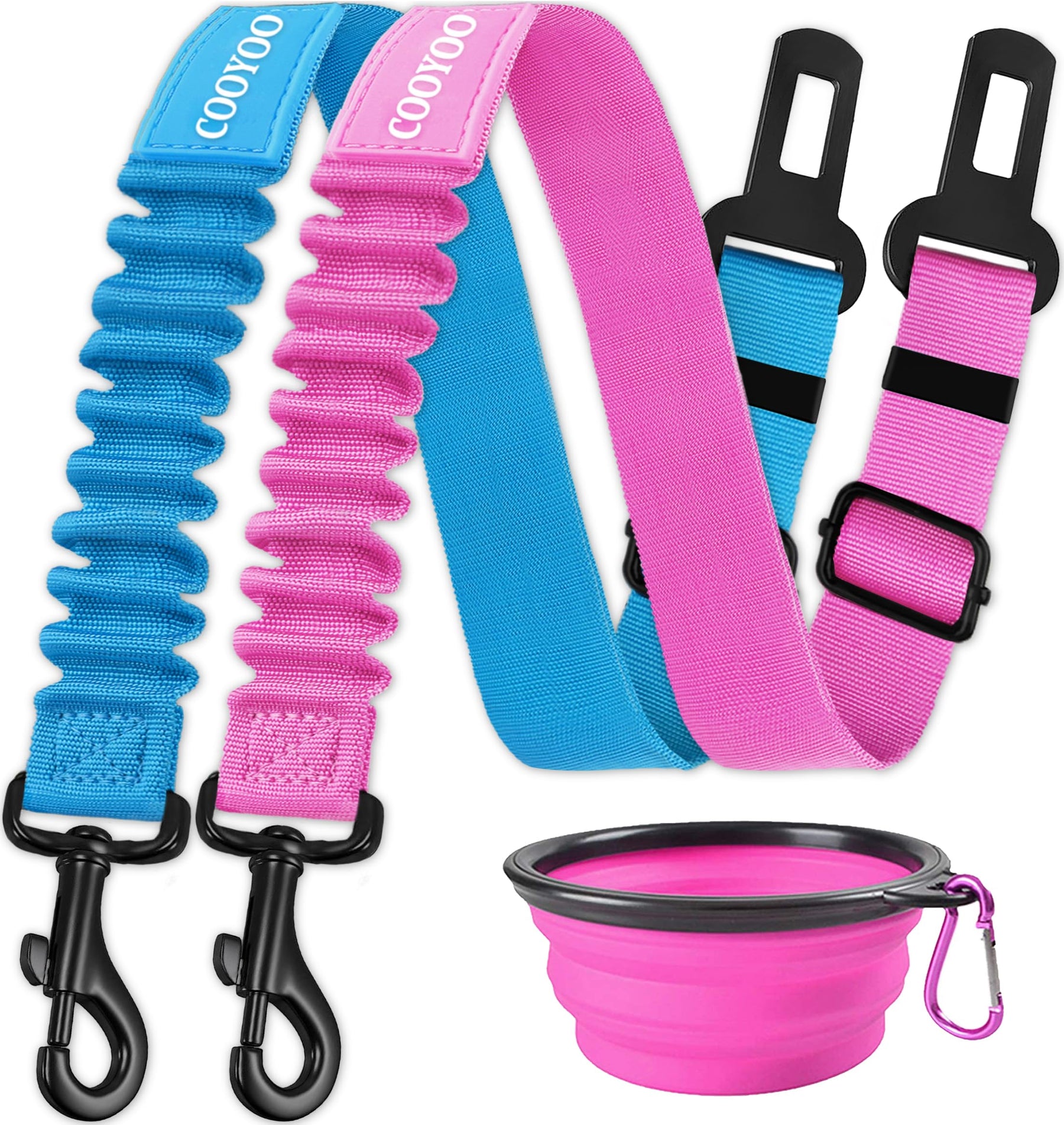 Retractable Dog Car Seat Belt Harness with Bungee Safety Strap