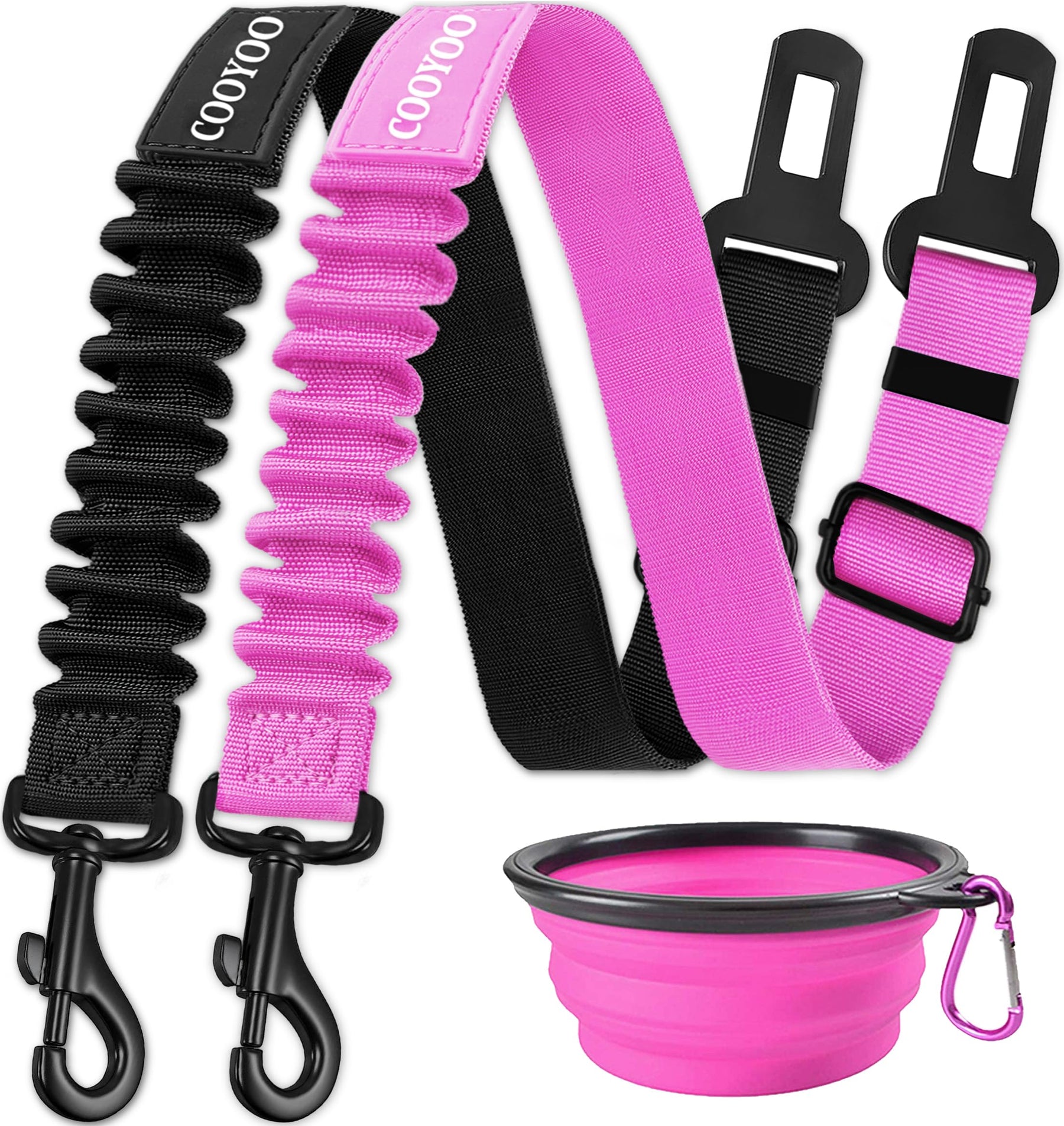 Retractable Dog Car Seat Belt Harness with Bungee Safety Strap