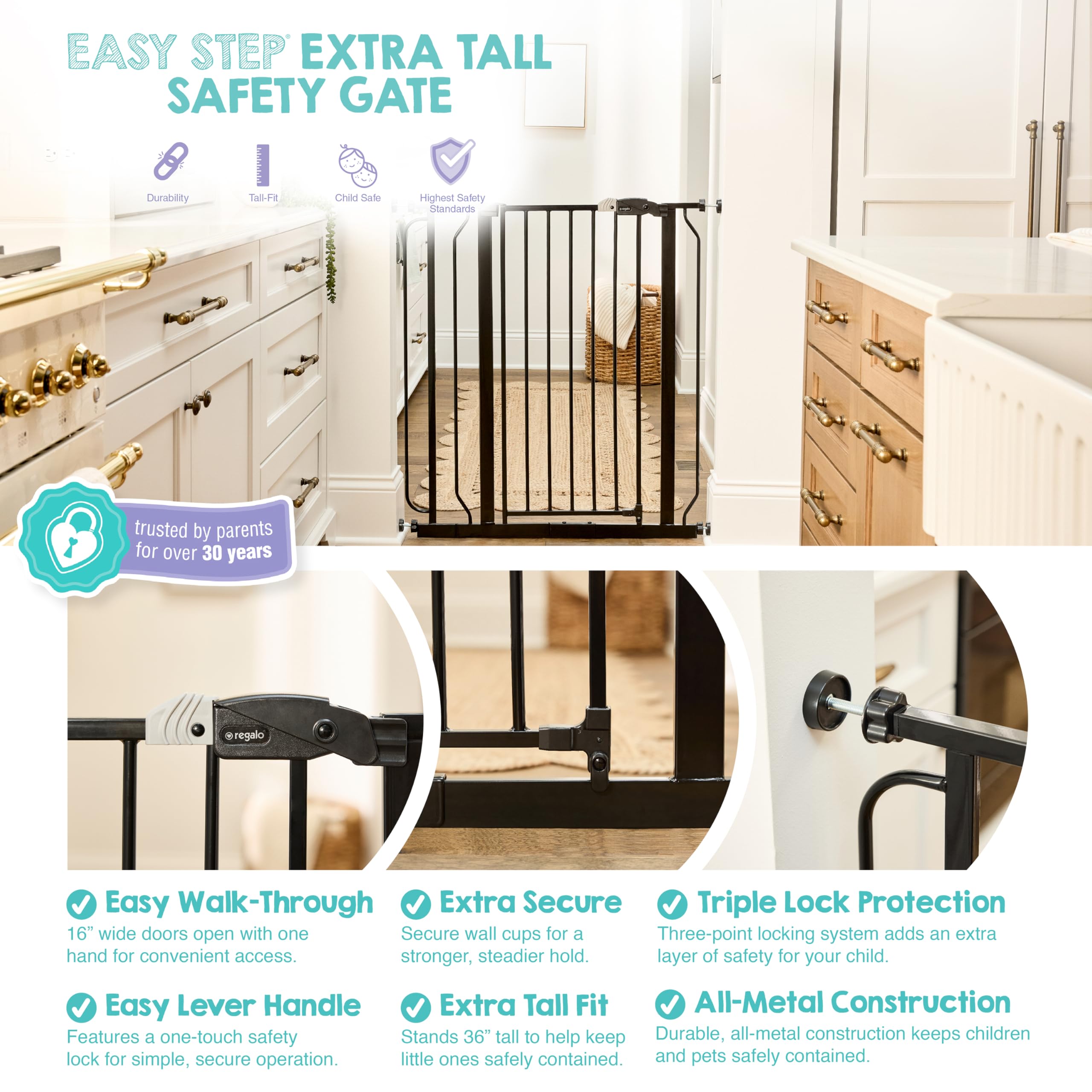 Regalo Easy Step Extra Wide Walk Through Baby Gate
