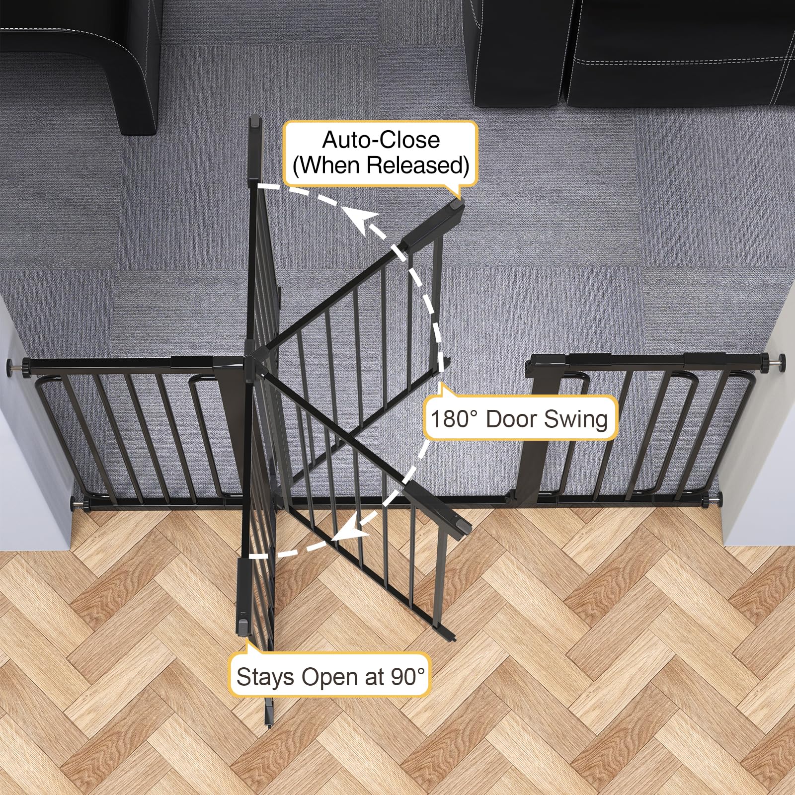 Auto-Close Pressure Mounted Pet Gate